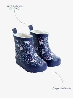 Bleu marine motif licorne - Bottes de pluie courtes confortables à imprimé JoJo Maman Bébé