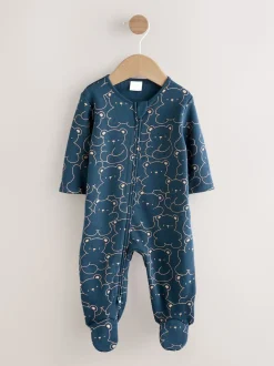 Bleu marine motif ours - Dors-bien pour bébé avec doublure en polaire