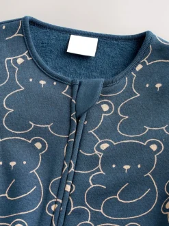 Bleu marine motif ours - Dors-bien pour bébé avec doublure en polaire