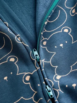 Bleu marine motif ours - Dors-bien pour bébé avec doublure en polaire