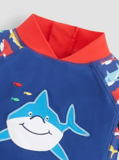 Bleu marine motif requin - Jojo Maman Bébé UPF 50 1-Pieces Combinaison de protection solaire