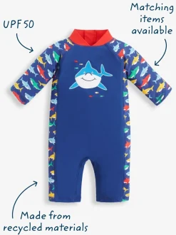 Bleu marine motif requin - Jojo Maman Bébé UPF 50 1-Pieces Combinaison de protection solaire