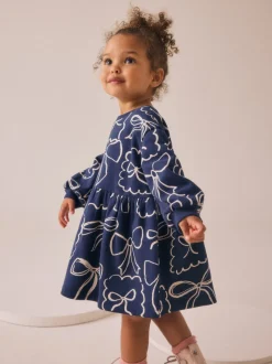 Bleu marine nœud - Robe de survêtement (3mths-7yrs)