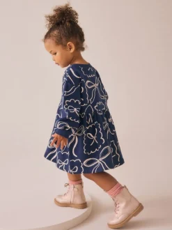 Bleu marine nœud - Robe de survêtement (3mths-7yrs)