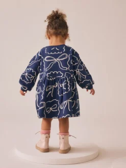 Bleu marine nœud - Robe de survêtement (3mths-7yrs)