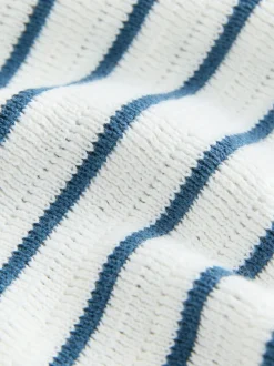 Bleu marine/blanc - Polos Col boutonné en maille 100% coton (3mois-7ans)