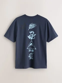 Bleu marine/Blanc Écru/Bleu canard - Ajustement régulier - T-shirt Graphic Imprimé 3 Pack