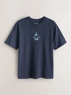 Bleu marine/Blanc Écru/Bleu canard - Ajustement régulier - T-shirt Graphic Imprimé 3 Pack