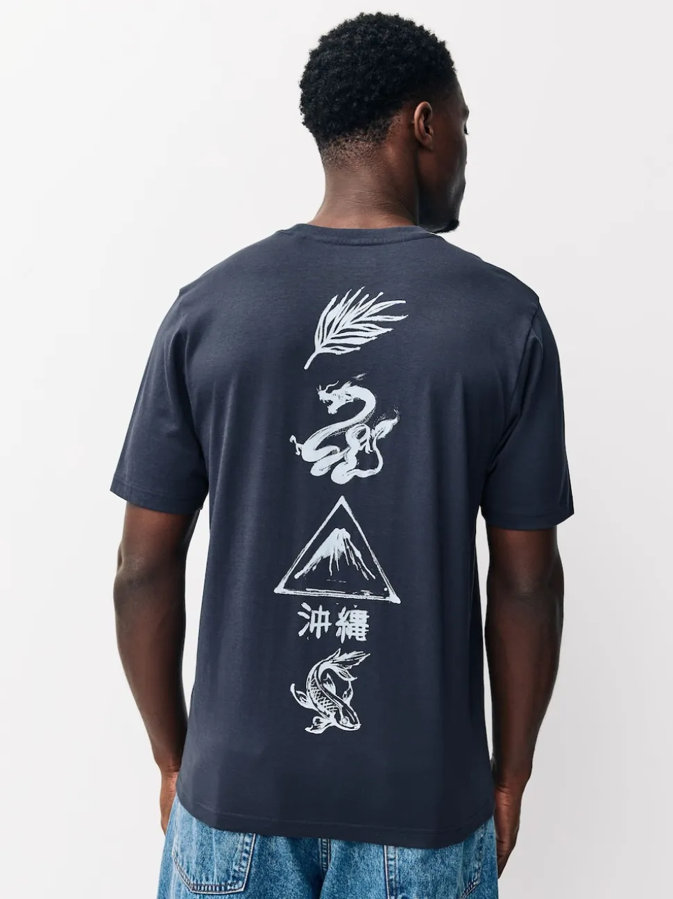 Bleu marine/Blanc Écru/Bleu canard - Ajustement régulier - T-shirt Graphic Imprimé 3 Pack