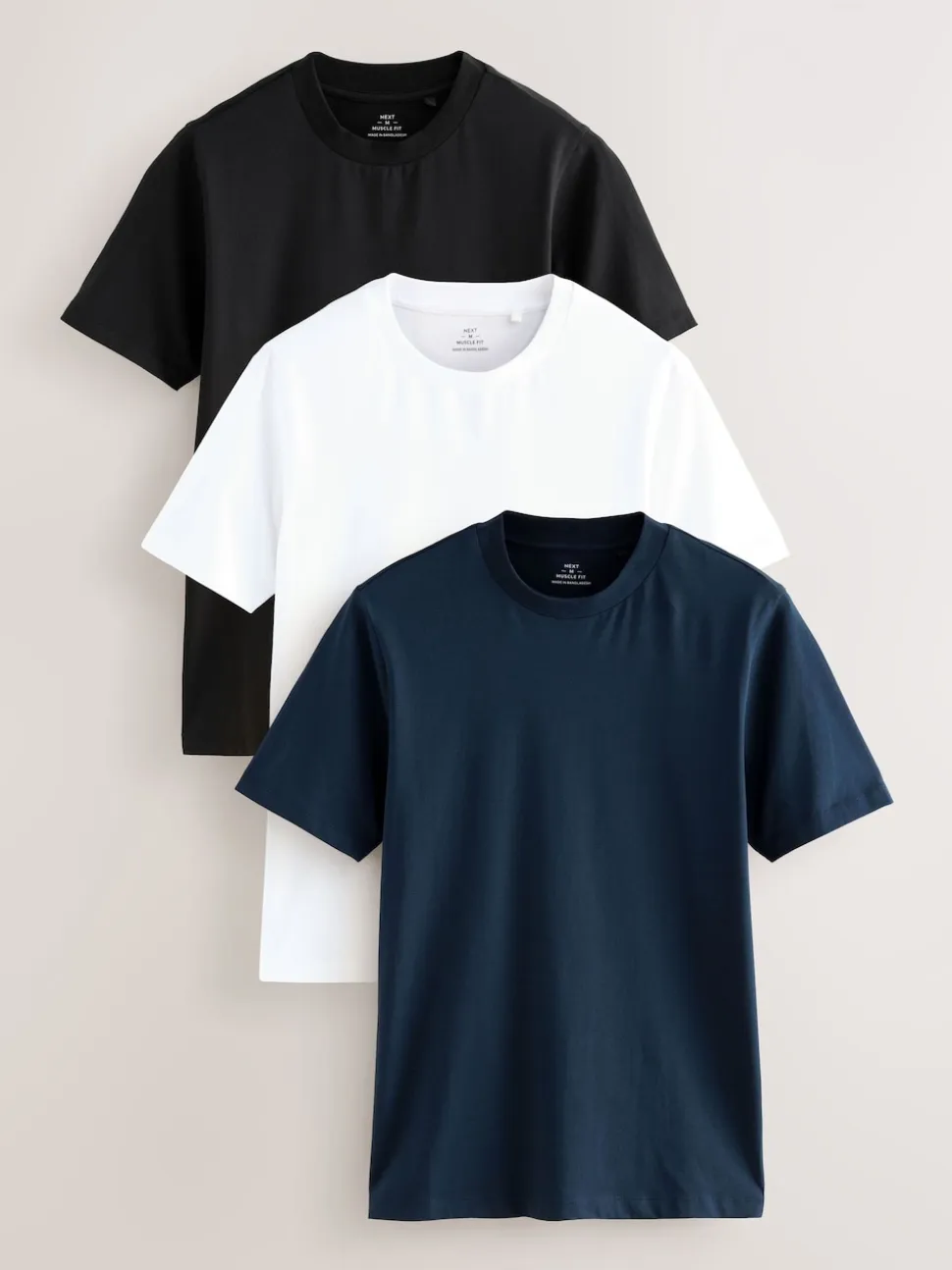 Bleu marine/blanc/noir - Lot de 3 t-shirts Muscle Fit Essential