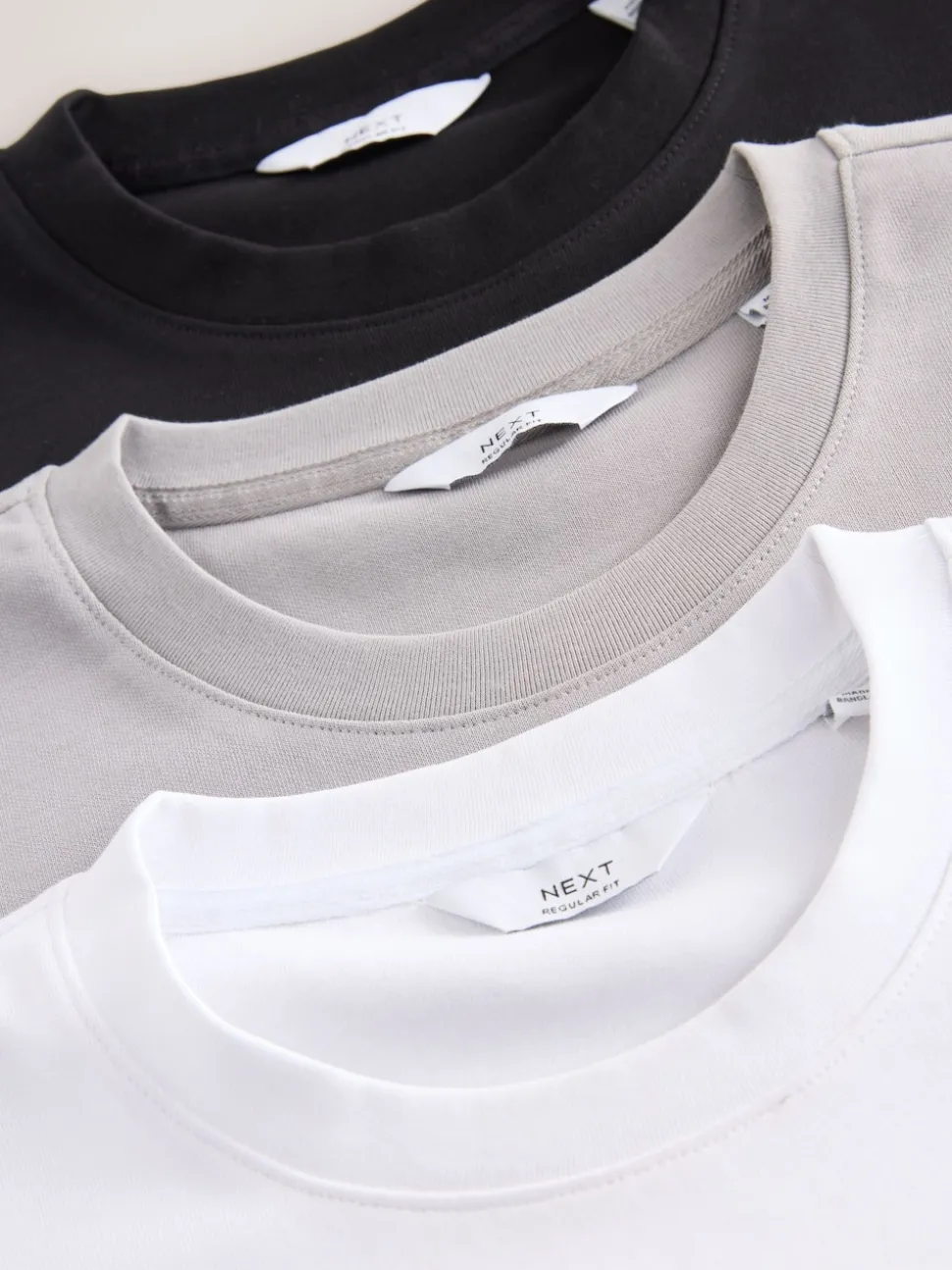 Bleu marine/blanc/pierre - Lot de 3 t-shirts épais doux au toucher