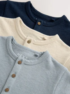 Bleu marine/bleu/pierre - T-shirts Henley à manches longues Lot de 3 (3mois7ans)