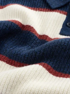 Bleu marine/bordeaux - Polo de rugby à rayures en maille (3mois7ans)