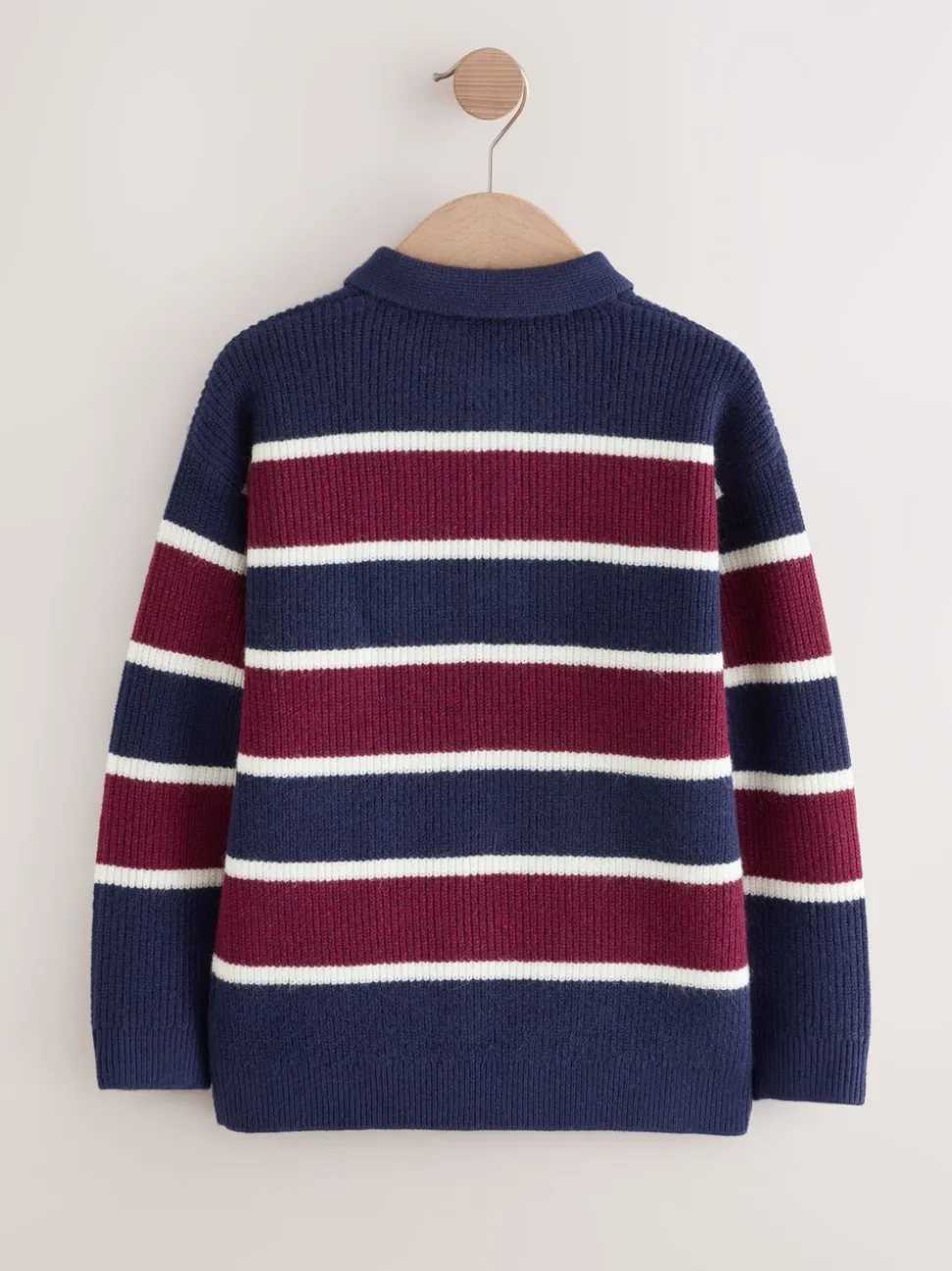 Bleu marine/Bordeaux Rayure - Chemises de rugby en maille (3-16ans)