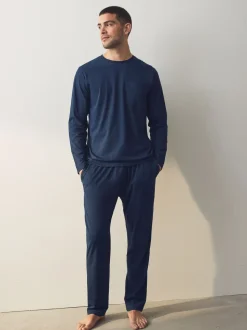 Bleu marine/gris - Ensemble pyjama en jersey à manches longues