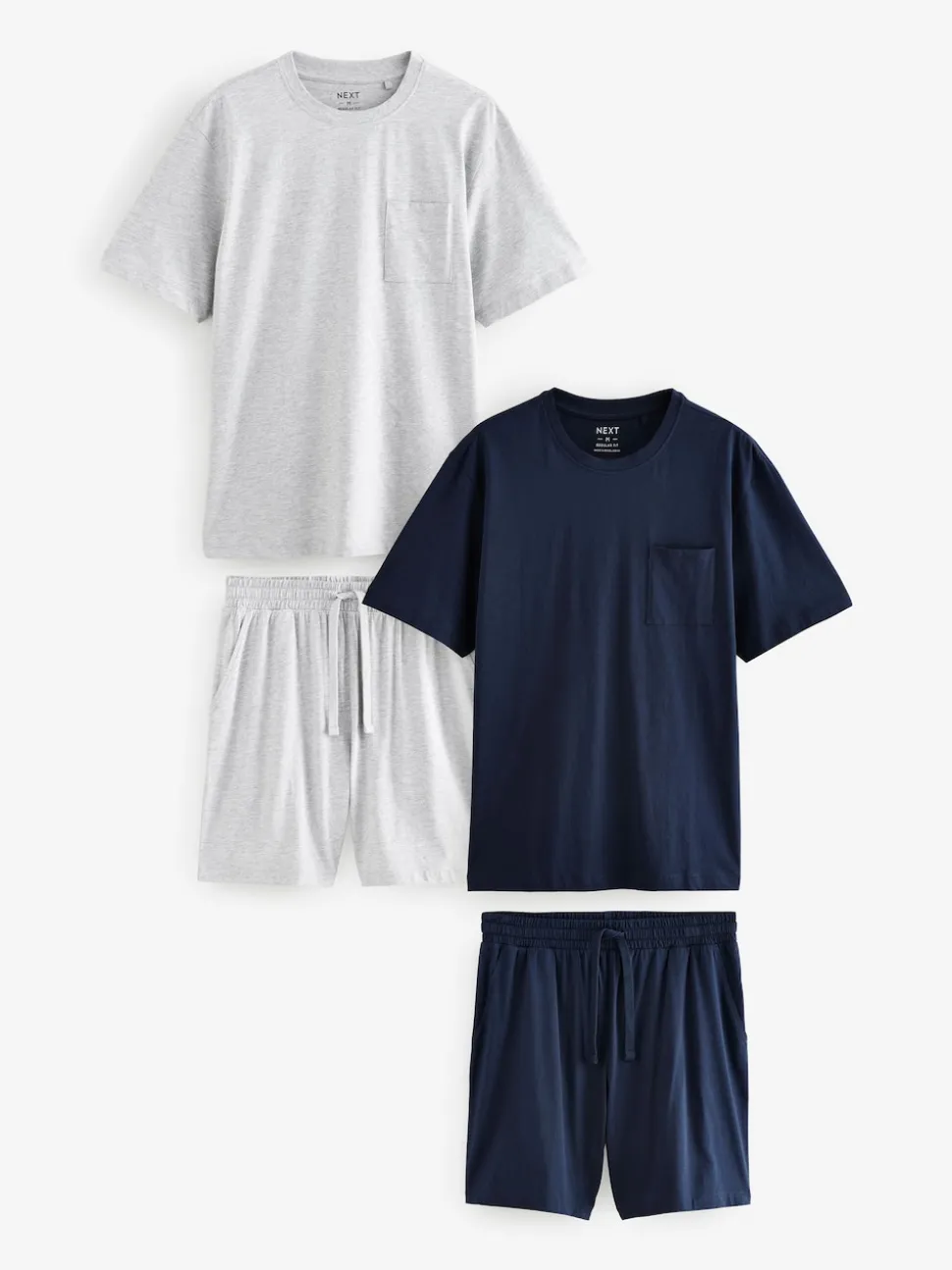 Bleu marine/gris - Lot de 2 pyjamas courts en jersey