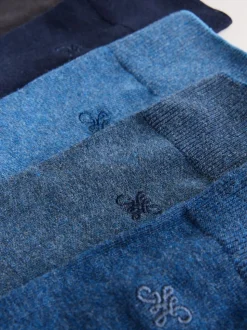 Bleu marine/gris chiné - Chaussettes brodées Lasting Fresh 10 Lot