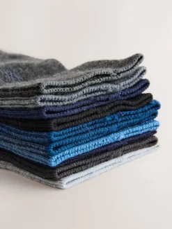 Bleu marine/gris chiné - Chaussettes brodées Lasting Fresh 10 Lot