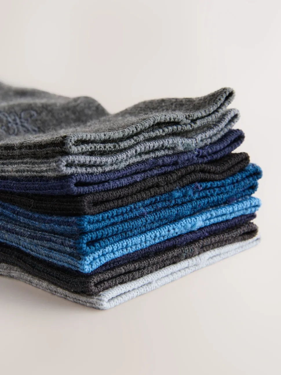 Bleu marine/gris chiné - Chaussettes brodées Lasting Fresh 10 Lot