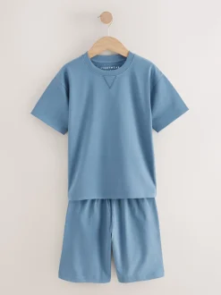 Bleu marine/gris uni - 100Pyjama court en coton % 2 Lot (3-16ans)
