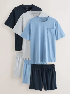 Bleu marine/Gris/Bleu - Ensemble pyjama short en jersey 3 Pack