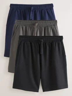 Bleu marine/gris/noir - Lot de 3 shorts Loopback doux au toucher