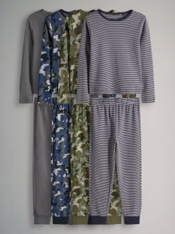 Bleu marine/kaki/gris anthracite - The Set lot de 4 Ensemble pyjamas en jersey de Coton Se blottir
