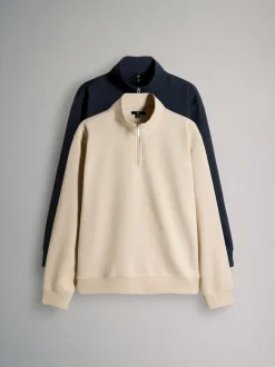 Bleu marine/marron - The Set lot de 2 Sweat-shirts à col zippé