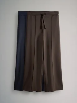 Bleu Marine/Marron Chocolat - Lot de 2 Joggings Coupe droite en modal The Set