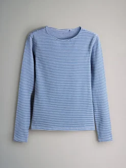 Bleu marine/Rayure bleu clair/Rouge/Beige Sable Marron/Blanc - The Set 5 Lot Manches longues Col rond T-shirt