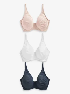 Bleu Marine/Rose/Blanc - Lot de soutiens-gorge DD en coton Blend Ultimate Comfort 3