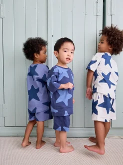 Bleu marine/étoiles blanches - Pyjama court 3 Pack (9mois-12ans)