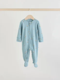 Bleu minéral - Lot de 5 dors-bien bébé avec fermeture éclair bidirectionnelle 100 % coton (0mois-2ans)
