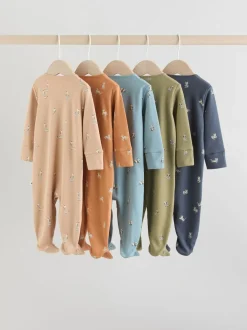 Bleu minéral - Lot de 5 dors-bien bébé avec fermeture éclair bidirectionnelle 100 % coton (0mois-2ans)