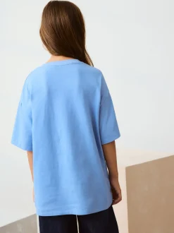 Bleu motif caniche - T-shirt oversize imprimé graphique (3-16ans)