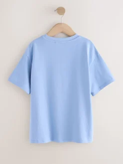 Bleu motif caniche - T-shirt oversize imprimé graphique (3-16ans)