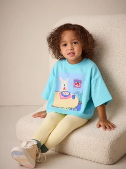 Bleu motif chien - T-shirt Manches courtes (3mths-7yrs)