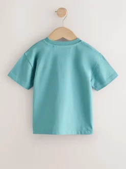 Bleu motif fusée - T-shirt interactif à manches courtes (3 mois à 7 ans)