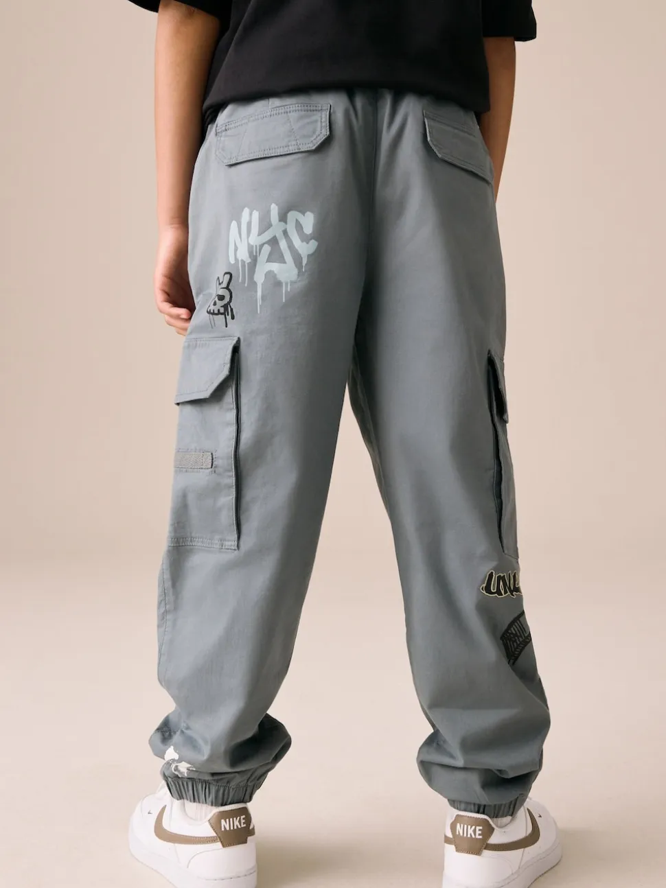 Bleu motif graffiti - Pantalon cargo (3-16ans)