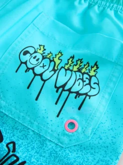 Bleu motif graffiti - Shorts de bain imprimés (3-16yrs)