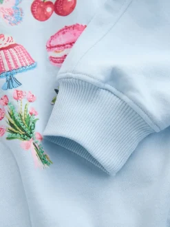 Bleu motif gâteau orné de perles - Sweat-shirt (3-16yrs)