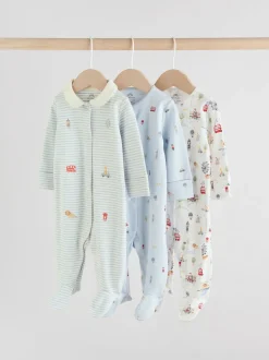 Bleu motif Londres - Combinaisons de nuit pour bébé 3 Pack (0-2ans)
