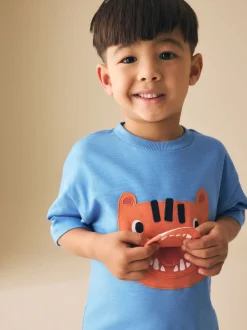 Bleu motif tigres - T-shirt interactif à manches courtes (3 mois à 7 ans)