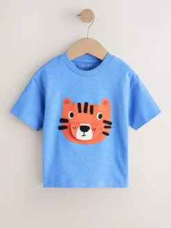 Bleu motif tigres - T-shirt interactif à manches courtes (3 mois à 7 ans)