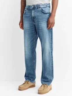 Bleu moyen - Ajustement droit - extensible Denim Jeans