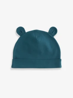 Bleu moyen - Bébé 100% Coton Bonnet 3 Lot (0-18mths)