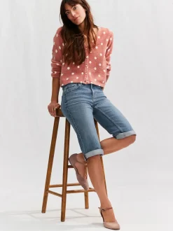 Bleu moyen - Bermuda en jean longueur Denim