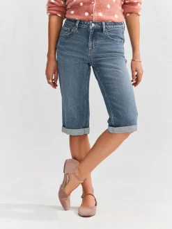 Bleu moyen - Bermuda en jean longueur Denim