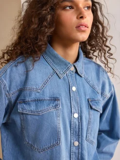Bleu moyen - Chemises oversize en Denim
