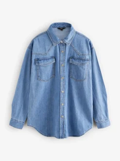 Bleu moyen - Chemises oversize en Denim